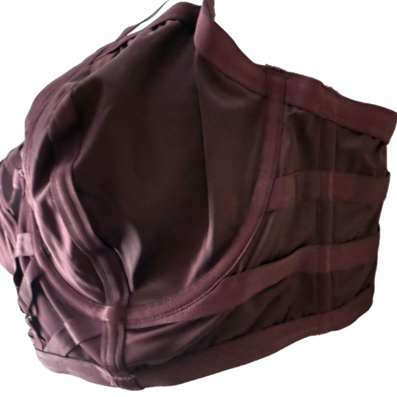 Torrid Plus Size Sexy Strappy Satin Underwire Bra in Deep Burgundy Sz 2 NWT - Picture 11 of 17